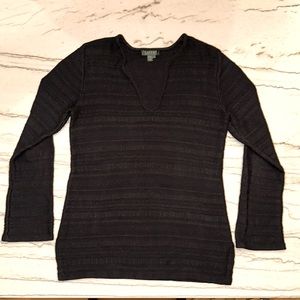 Lauren Ralph Lauren Black Knit V-neck Sweater L